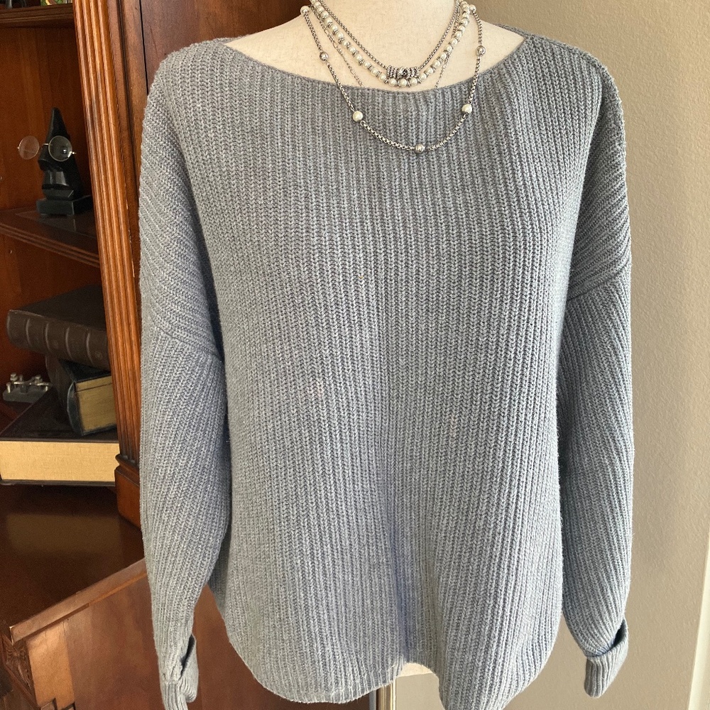 French Connection Mozart Gray Cotton Cropped Sweater - Size Small
